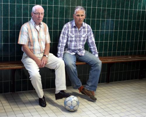 Trainer Hans van Doorneveld en aanvoerder Martin Haar van Haarlem