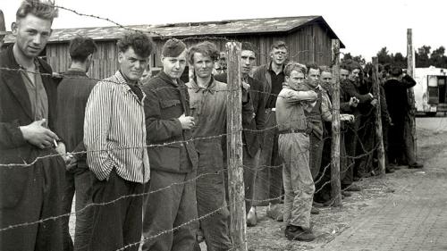 SS&#039;ers en Landwacht geinterneerd in kamp Harskamp. Foto: Algemeen Rijksarchief