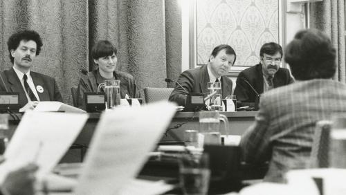 Persfoto Groningen Uit de collectie van het RHC Groninger archief Burgemeester H.G. (Hans) Ouwerkerk (1991-1998), met wethouders