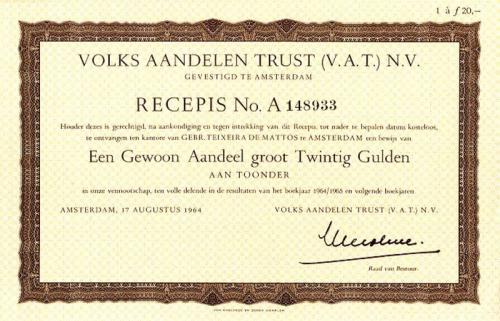 Aandeel van de Volks Aandelen Trust (V.A.T.) N.V