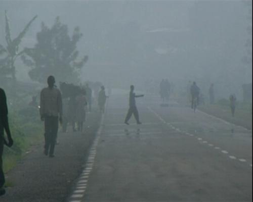 Vluchtelingen in de mist